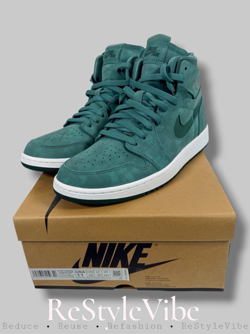 NIKE Women’s Size 11 Shoes Jordan 1 Zoom Air CMFT Emerald Green High Basketball